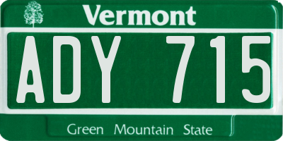 VT license plate ADY715
