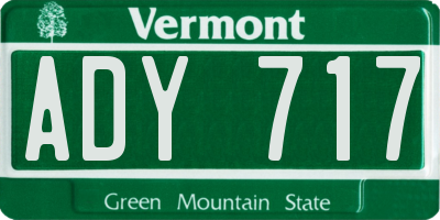 VT license plate ADY717
