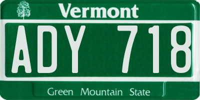 VT license plate ADY718