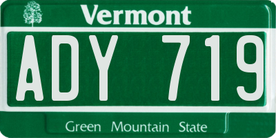 VT license plate ADY719