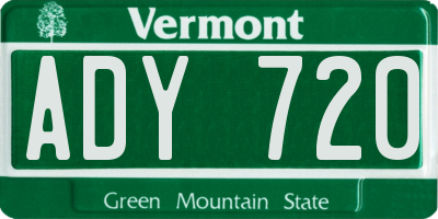 VT license plate ADY720