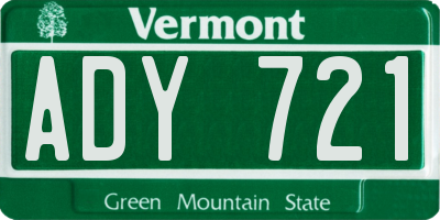 VT license plate ADY721