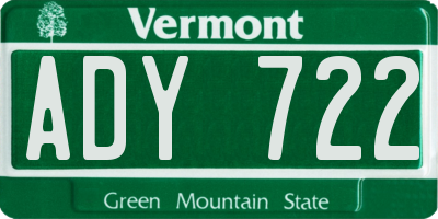 VT license plate ADY722