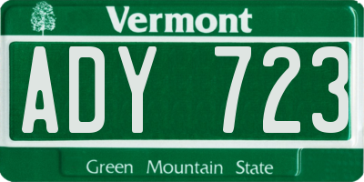 VT license plate ADY723