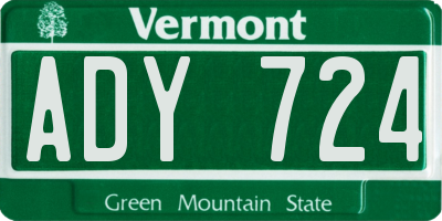 VT license plate ADY724