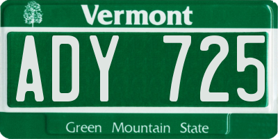 VT license plate ADY725