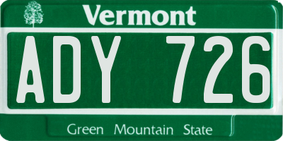 VT license plate ADY726