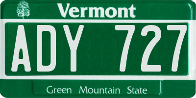 VT license plate ADY727