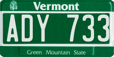 VT license plate ADY733