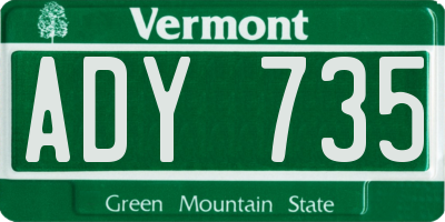VT license plate ADY735