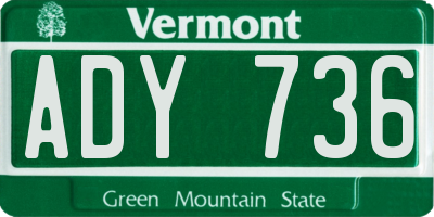 VT license plate ADY736