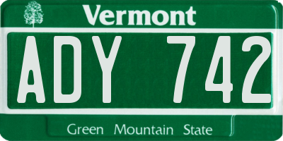 VT license plate ADY742