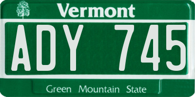 VT license plate ADY745