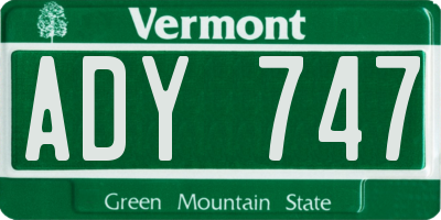 VT license plate ADY747