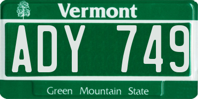 VT license plate ADY749