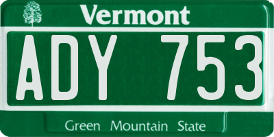 VT license plate ADY753