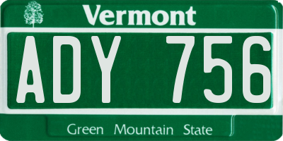 VT license plate ADY756