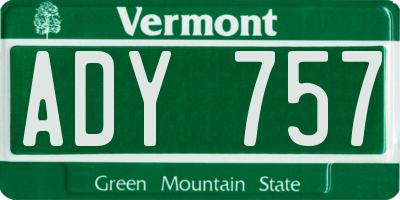 VT license plate ADY757