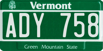 VT license plate ADY758