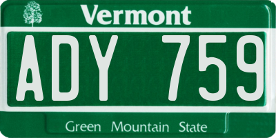 VT license plate ADY759