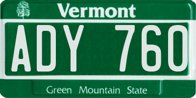VT license plate ADY760