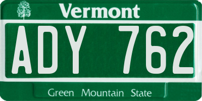 VT license plate ADY762