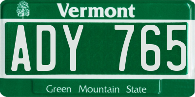 VT license plate ADY765