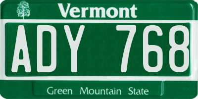 VT license plate ADY768