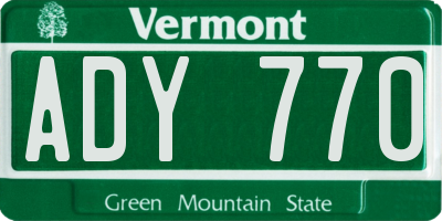 VT license plate ADY770