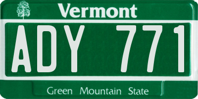 VT license plate ADY771