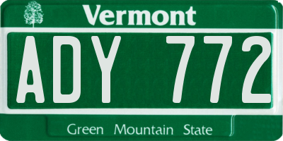 VT license plate ADY772