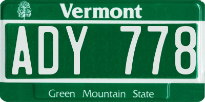 VT license plate ADY778