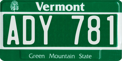 VT license plate ADY781