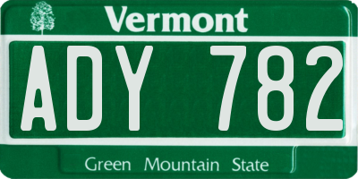 VT license plate ADY782