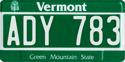 VT license plate ADY783