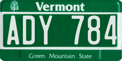 VT license plate ADY784