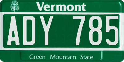 VT license plate ADY785