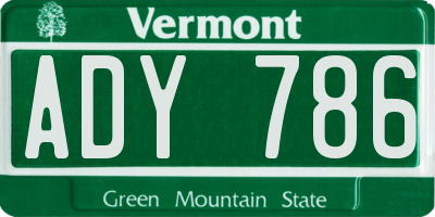 VT license plate ADY786