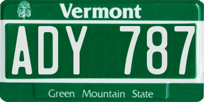 VT license plate ADY787