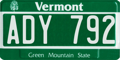 VT license plate ADY792