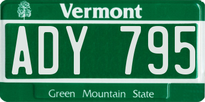 VT license plate ADY795