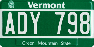 VT license plate ADY798