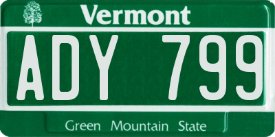 VT license plate ADY799