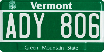 VT license plate ADY806