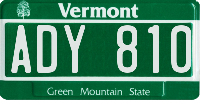 VT license plate ADY810