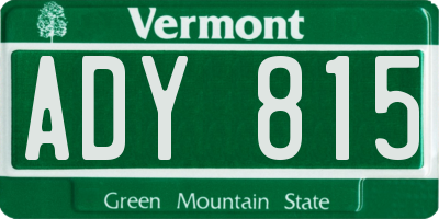 VT license plate ADY815