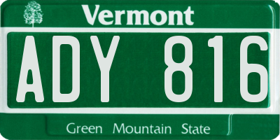VT license plate ADY816