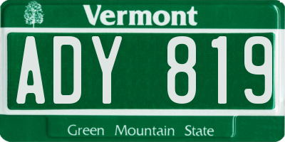 VT license plate ADY819