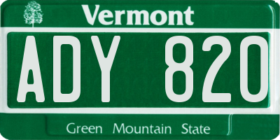 VT license plate ADY820