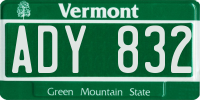 VT license plate ADY832